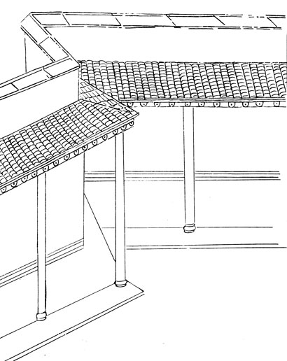Рис. 4. Одноэтажная деревянная постройка, крытая черепицей