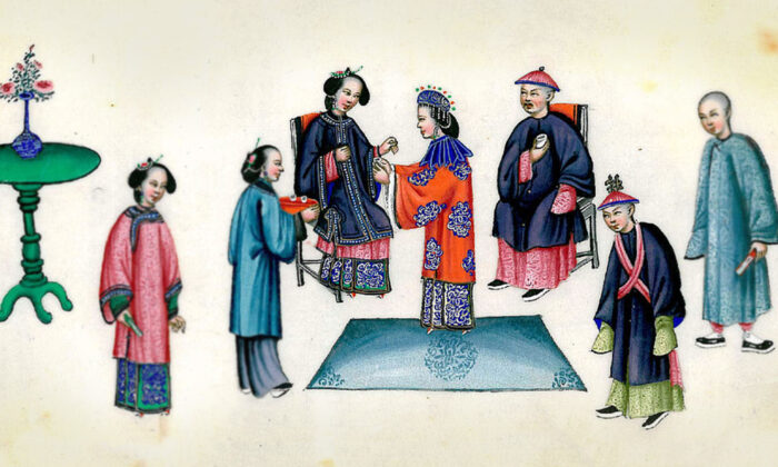 Свадьба династии Цин, на которой невеста преподносит чай своей свекрови. (Wikimedia Commons)